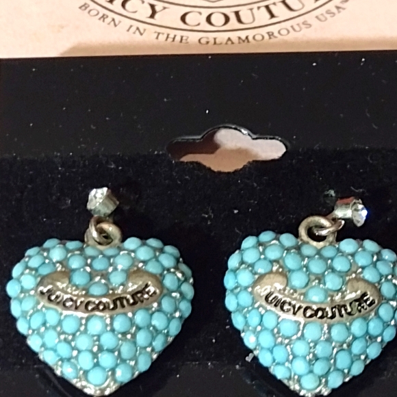 JUICY Couture Sky Blue Heart Dangling Earrings 🎁 NWT - Picture 6 of 7